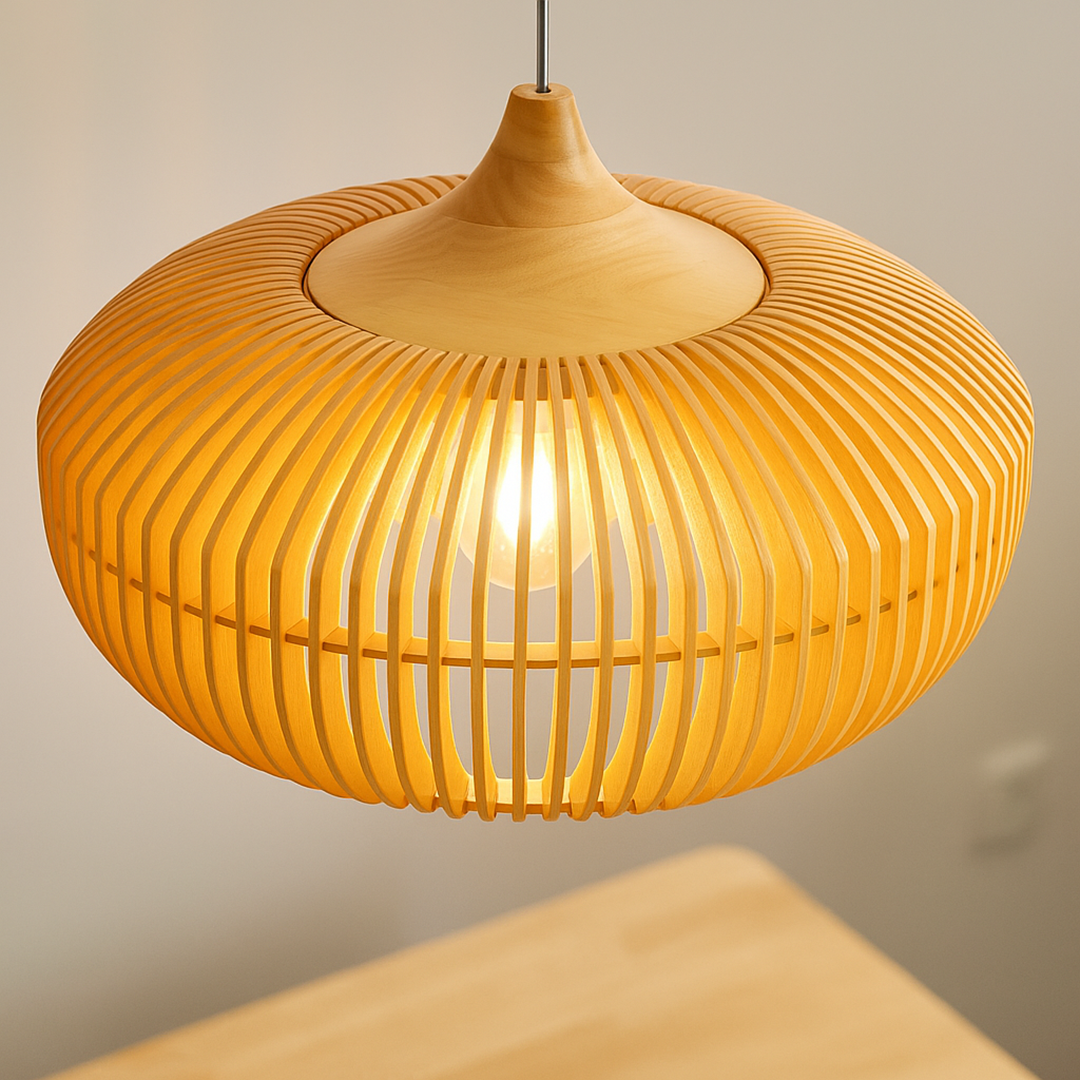 Nowoczesna Drewniana Lampa Wisząca | Regulowany Kabel