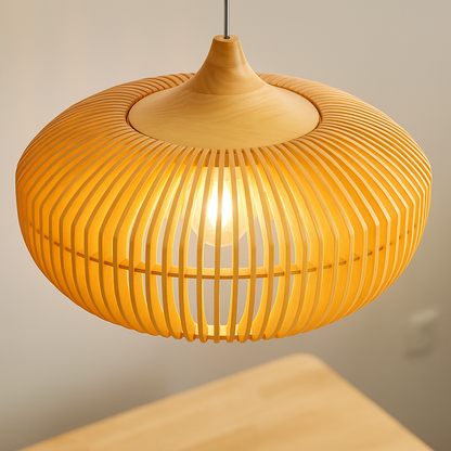 Nowoczesna Drewniana Lampa Wisząca | Regulowany Kabel