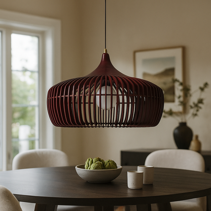 Nowoczesna Drewniana Lampa Wisząca | Regulowany Kabel