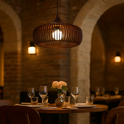 Nowoczesna Drewniana Lampa Wisząca | Regulowany Kabel