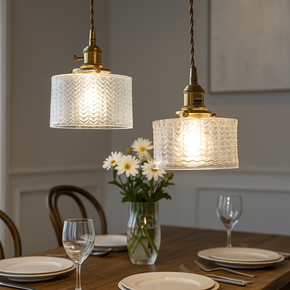 Lampa Sufitowa Z Teksturowanym Szkłem | Nastrojowe Światło