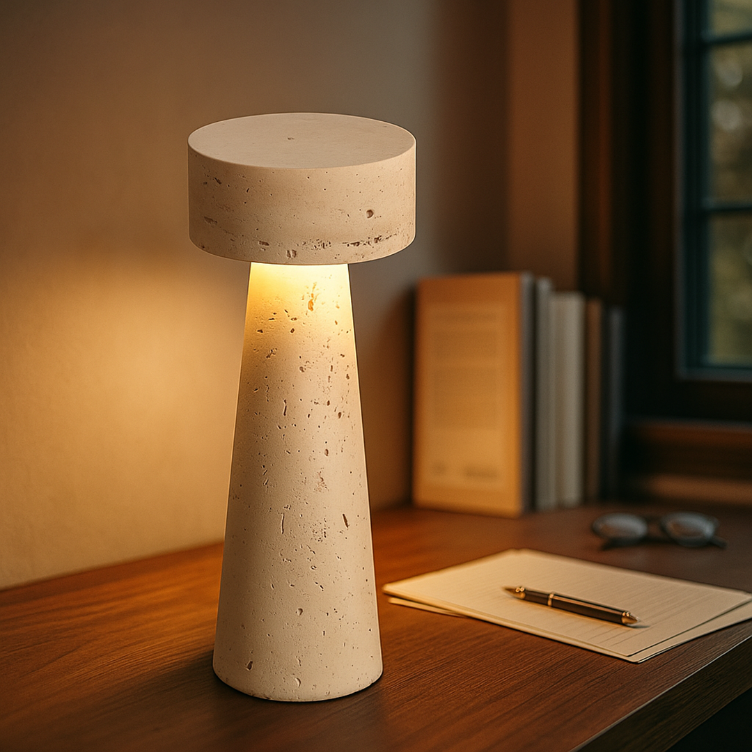 Trawertynowa Lampa Stołowa | Stylowa