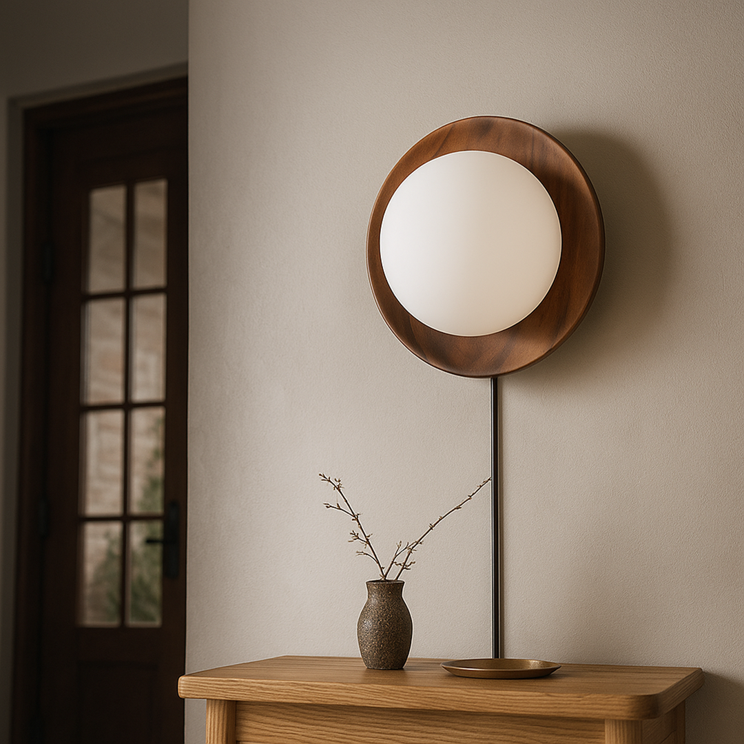 Drewniana Lampa Ścienna Japandi | Vintage