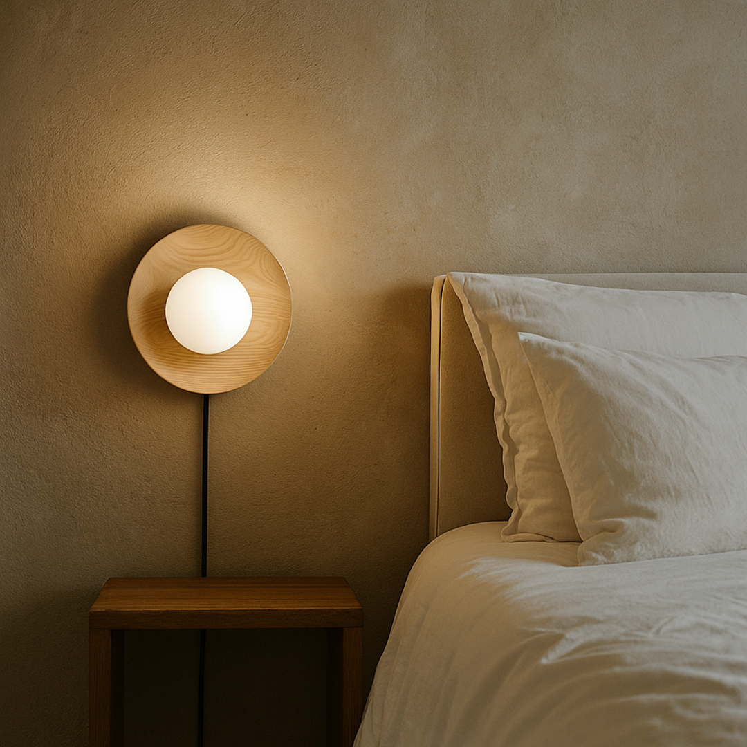 Drewniana Lampa Ścienna Japandi | Vintage