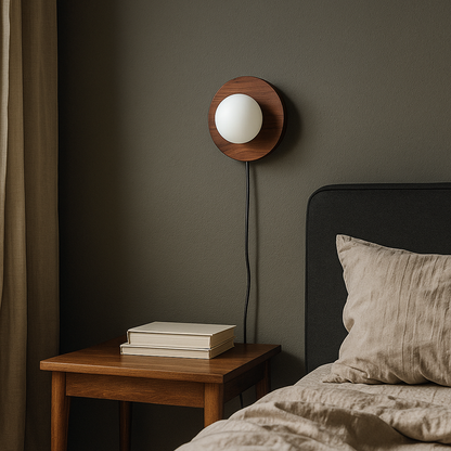 Drewniana Lampa Ścienna Japandi | Vintage