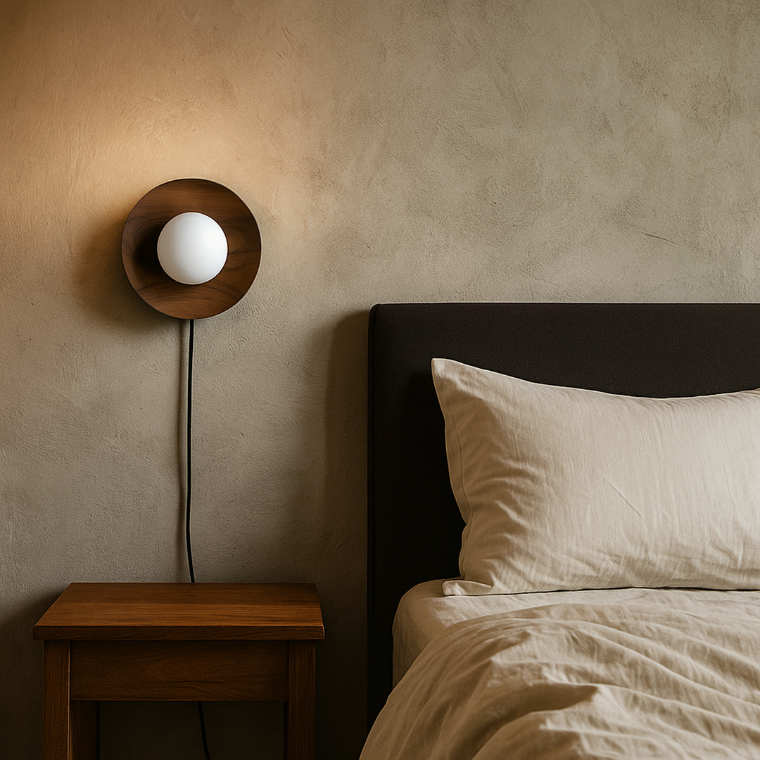 Drewniana Lampa Ścienna Japandi | Vintage