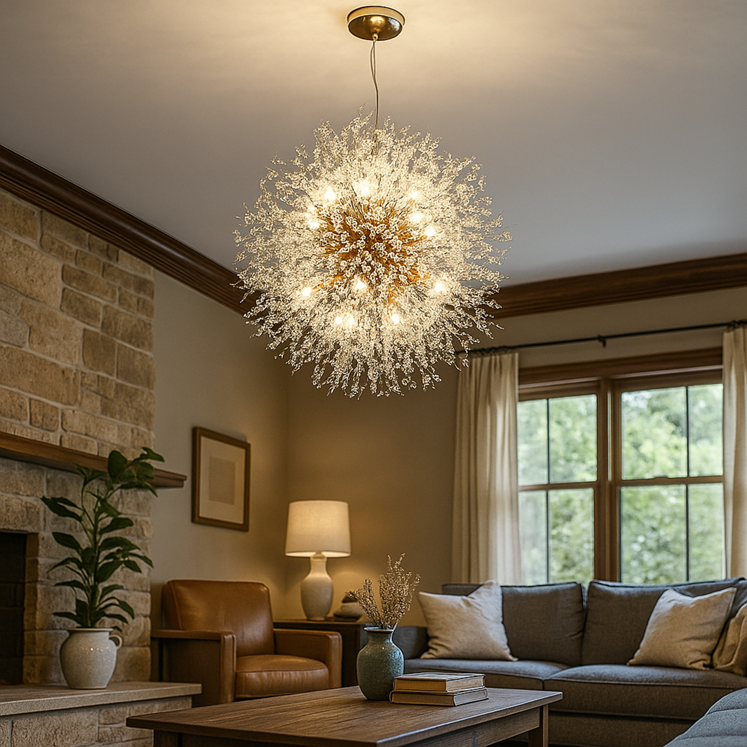 Regulowany Kryształowy Żyrandol | Japandi