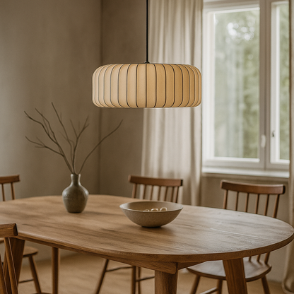 Nowoczesna Lampa Wisząca Z Tkaninowym Kloszem | Jadalnia