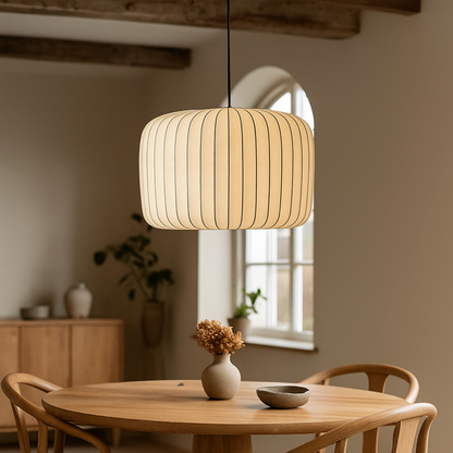 Nowoczesna Lampa Wisząca Z Tkaninowym Kloszem | Jadalnia