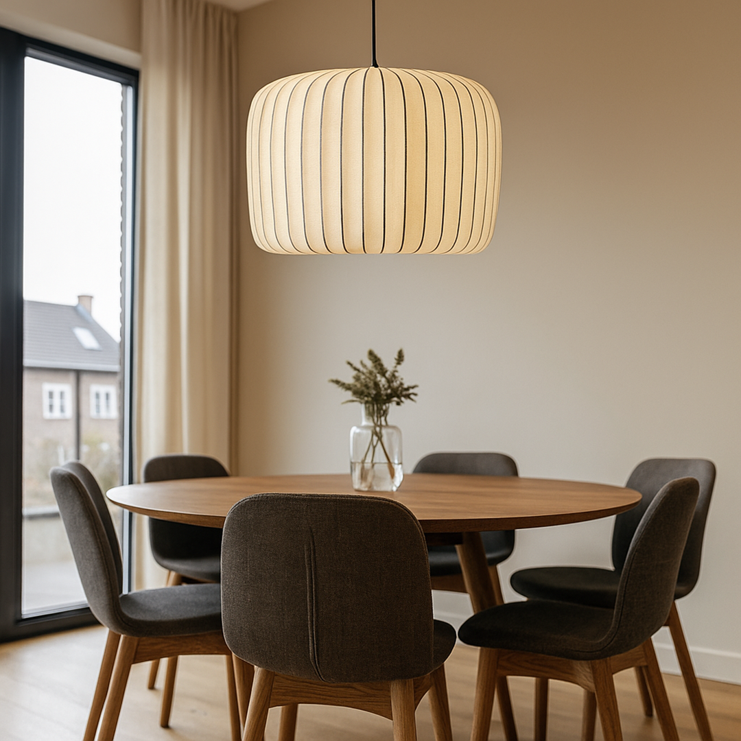 Nowoczesna Lampa Wisząca Z Tkaninowym Kloszem | Jadalnia