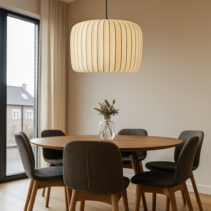 Nowoczesna Lampa Wisząca Z Tkaninowym Kloszem | Jadalnia