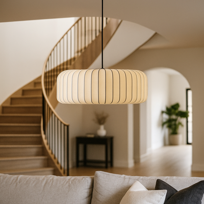 Nowoczesna Lampa Wisząca Z Tkaninowym Kloszem | Jadalnia