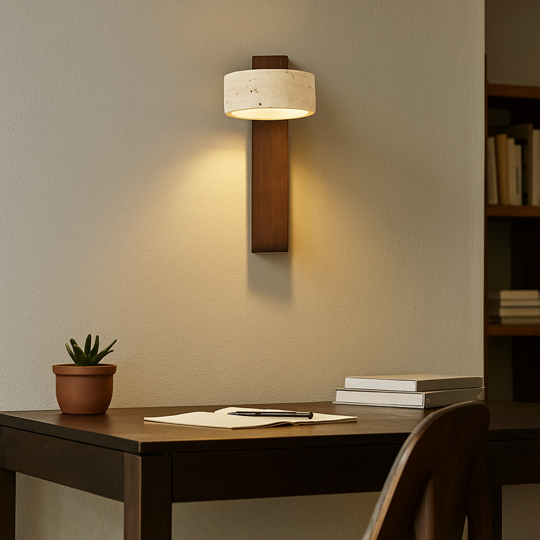 Trawertynowa Lampa Ścienna | Regulowana Głowica