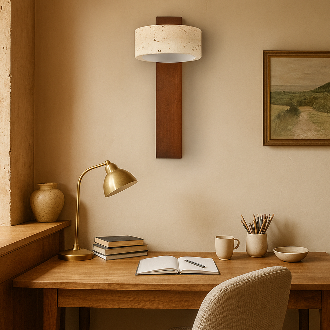 Trawertynowa Lampa Ścienna | Regulowana Głowica