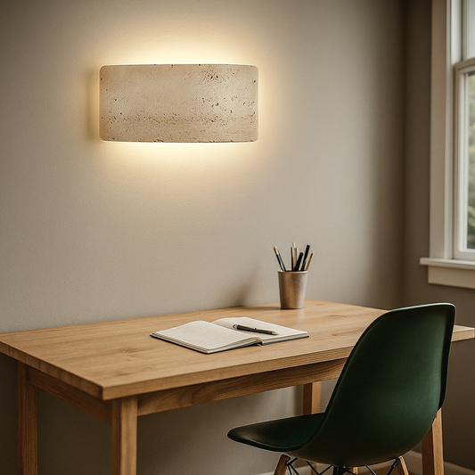 Nowoczesna Trawertynowa Lampa Ścienna | Styl Japandi