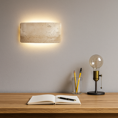 Nowoczesna Trawertynowa Lampa Ścienna | Styl Japandi