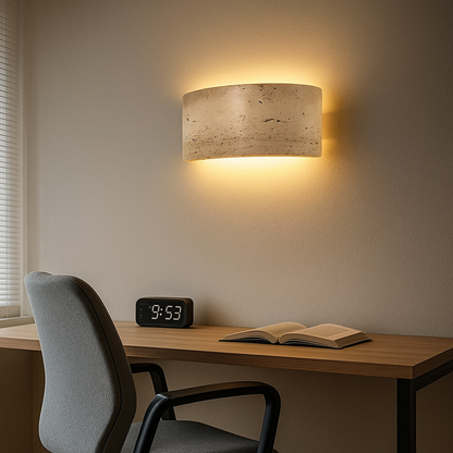 Nowoczesna Trawertynowa Lampa Ścienna | Styl Japandi