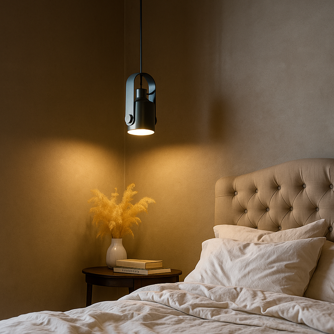 Drewniano-Metalowa Lampa Wisząca Punktowa | Styl Skandynawski