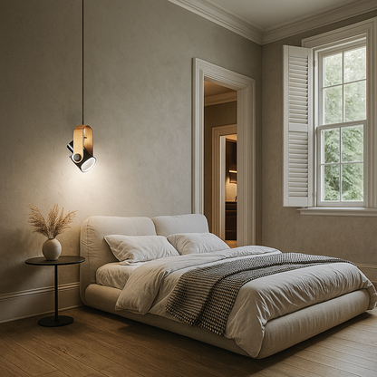 Drewniano-Metalowa Lampa Wisząca Punktowa | Styl Skandynawski