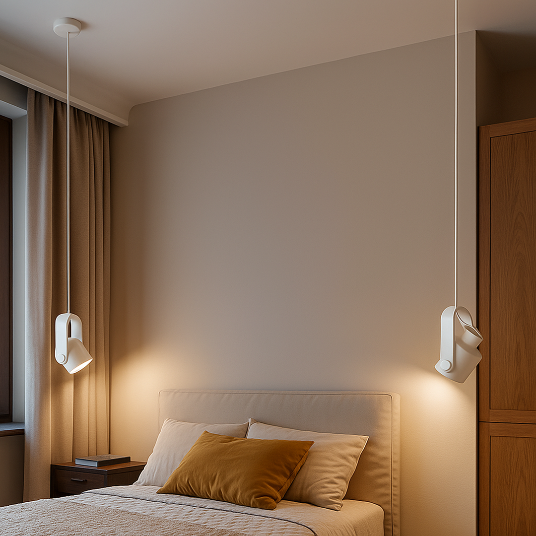 Drewniano-Metalowa Lampa Wisząca Punktowa | Styl Skandynawski