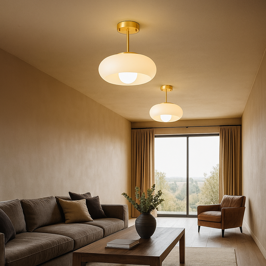 Okrągła Szklana Lampa Sufitowa | Skandynawska