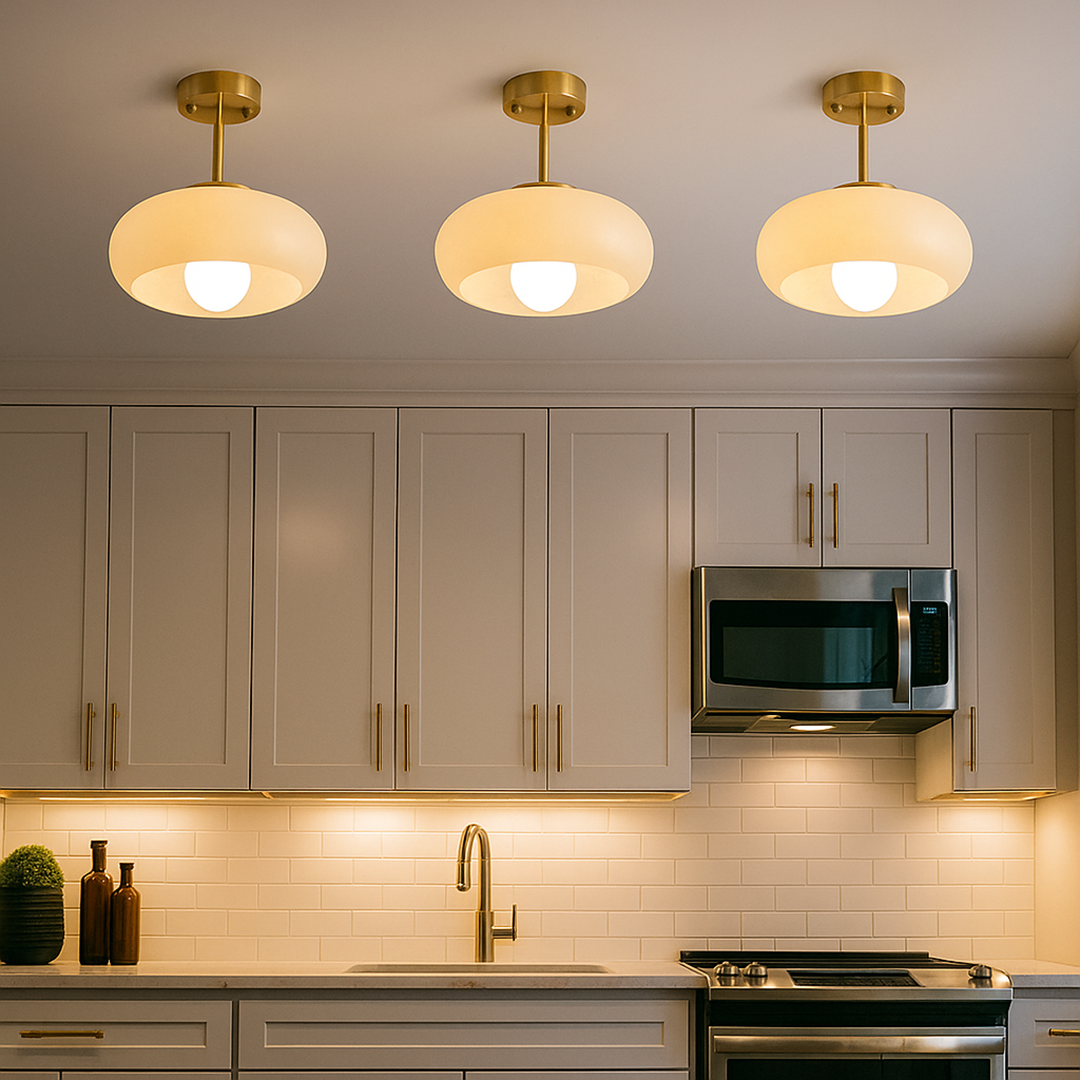 Okrągła Szklana Lampa Sufitowa | Skandynawska