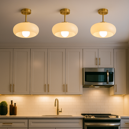 Okrągła Szklana Lampa Sufitowa | Skandynawska