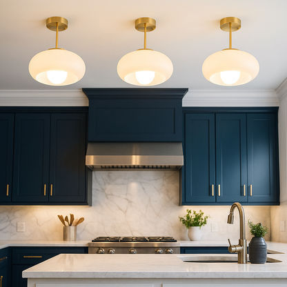 Okrągła Szklana Lampa Sufitowa | Skandynawska