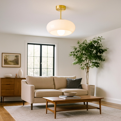 Okrągła Szklana Lampa Sufitowa | Skandynawska