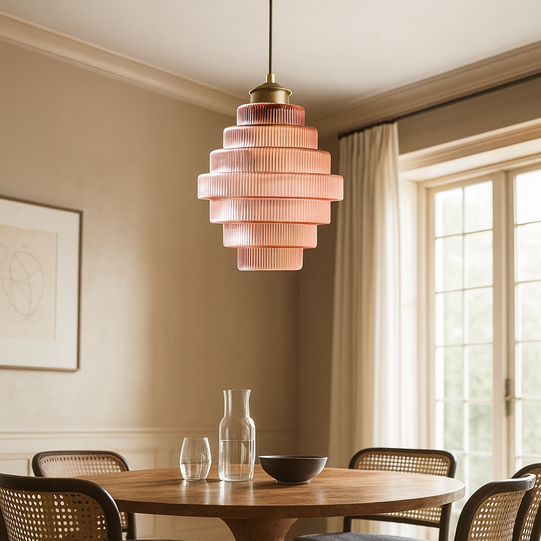 Szklana Lampa Sufitowa Retro Design | Wykończenie Mosiężne