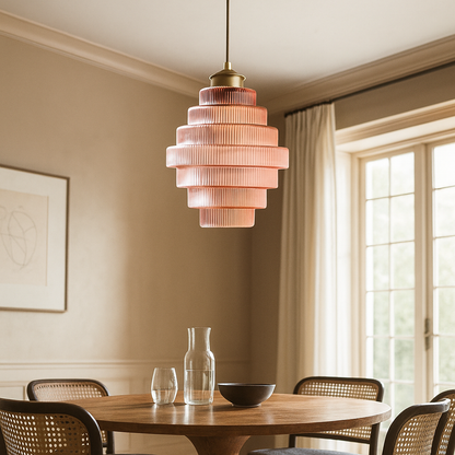 Szklana Lampa Sufitowa Retro Design | Wykończenie Mosiężne