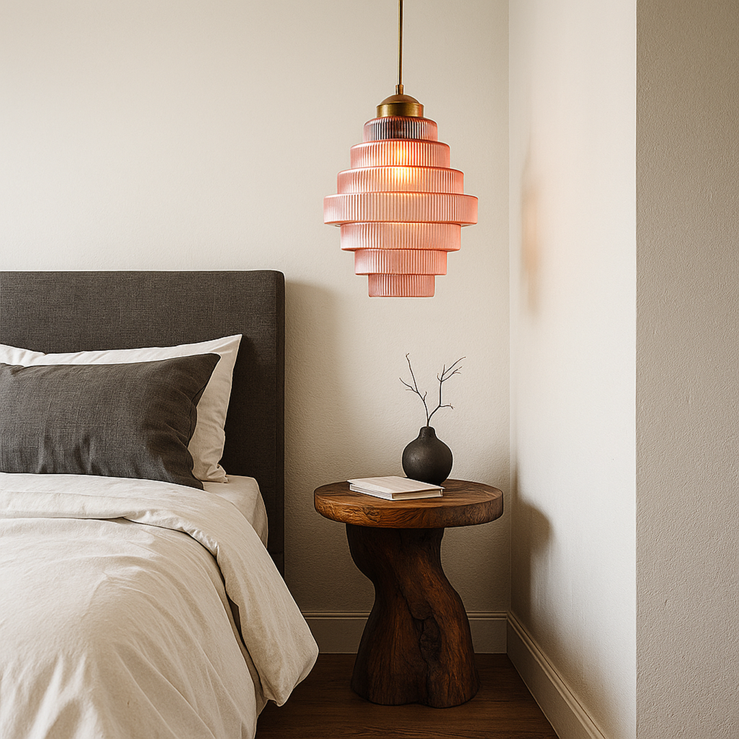 Szklana Lampa Sufitowa Retro Design | Wykończenie Mosiężne