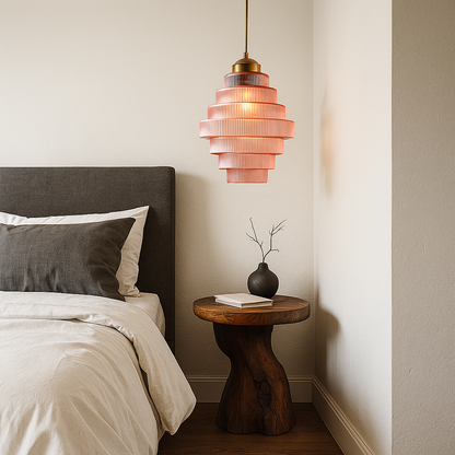 Szklana Lampa Sufitowa Retro Design | Wykończenie Mosiężne