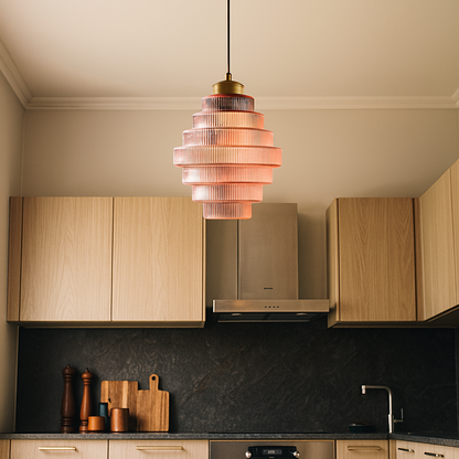 Szklana Lampa Sufitowa Retro Design | Wykończenie Mosiężne