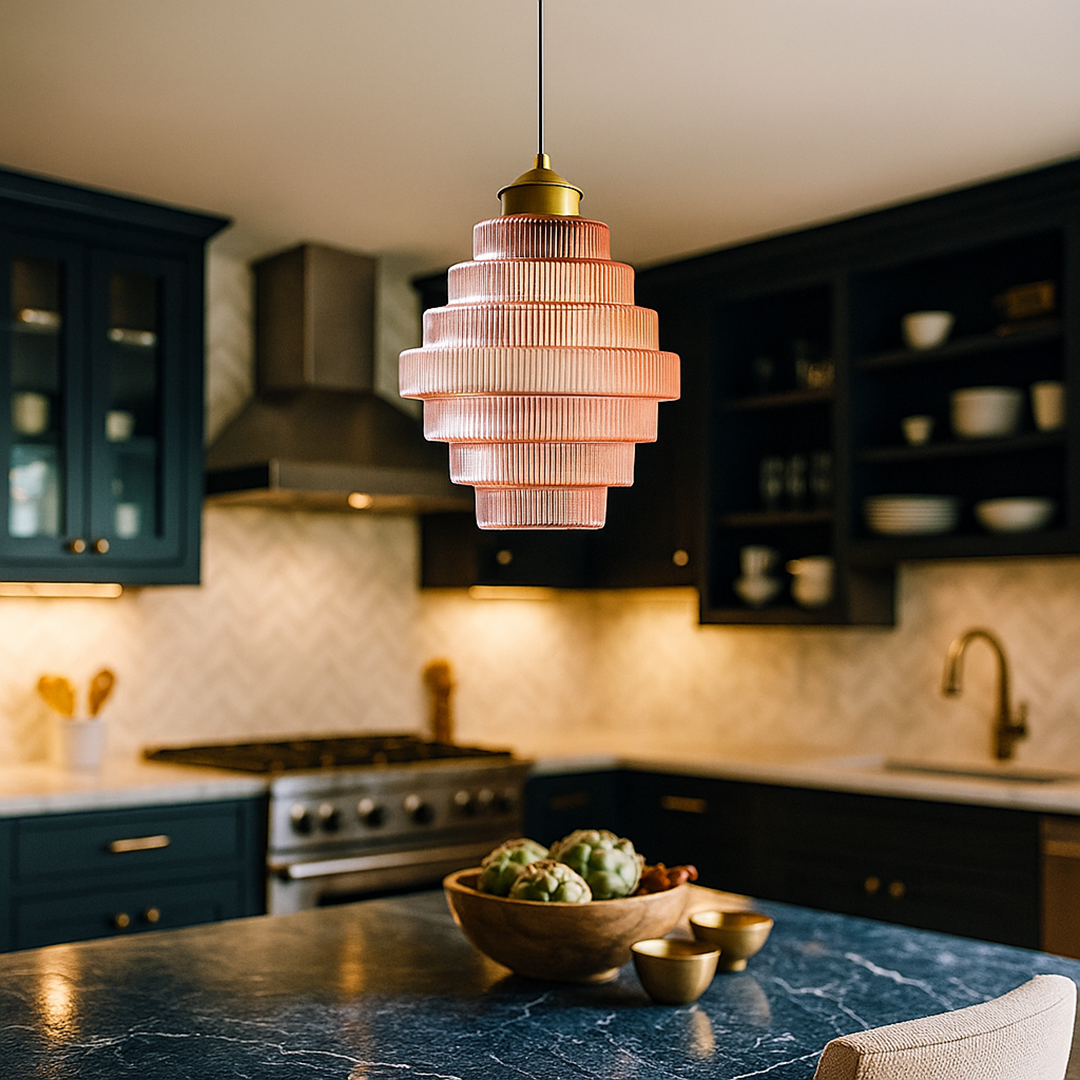 Szklana Lampa Sufitowa Retro Design | Wykończenie Mosiężne