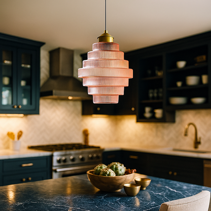 Szklana Lampa Sufitowa Retro Design | Wykończenie Mosiężne