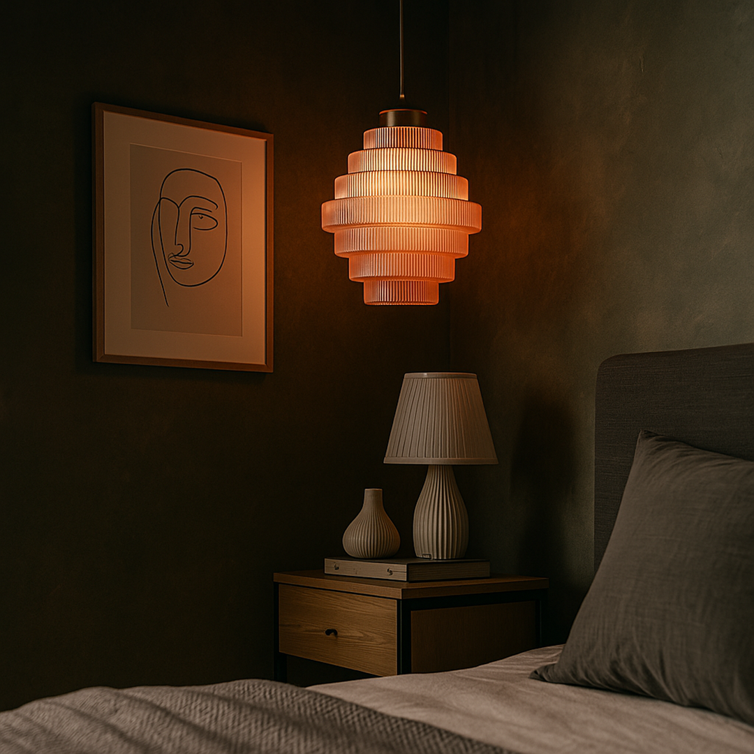 Szklana Lampa Sufitowa Retro Design | Wykończenie Mosiężne