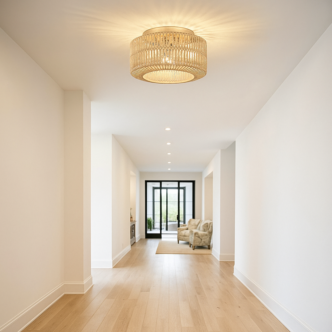 Boho Lampa Sufitowa Z Rattanu | Gniazdo E27