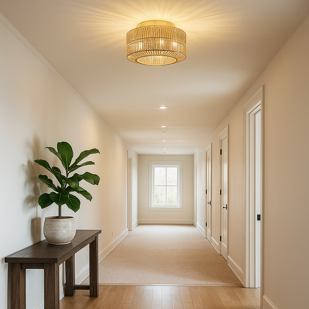 Boho Lampa Sufitowa Z Rattanu | Gniazdo E27