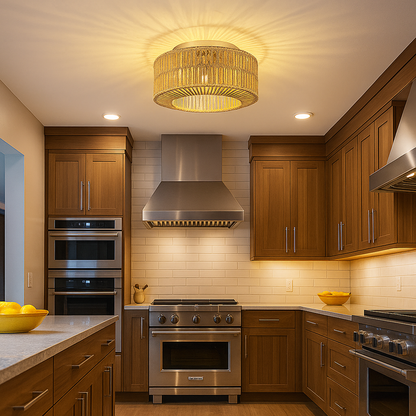 Boho Lampa Sufitowa Z Rattanu | Gniazdo E27