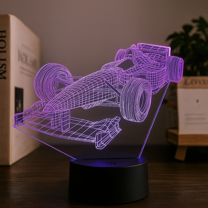 Lampa 3D Iluzja Formuła 1 | Wielokolorowa Nocna Lampa LED
