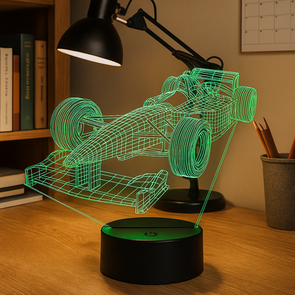 Lampa 3D Iluzja Formuła 1 | Wielokolorowa Nocna Lampa LED