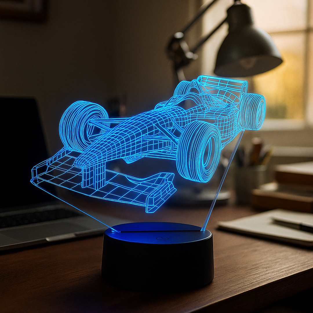 Lampa 3D Iluzja Formuła 1 | Wielokolorowa Nocna Lampa LED