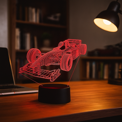 Lampa 3D Iluzja Formuła 1 | Wielokolorowa Nocna Lampa LED