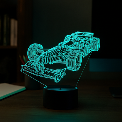Lampa 3D Iluzja Formuła 1 | Wielokolorowa Nocna Lampa LED
