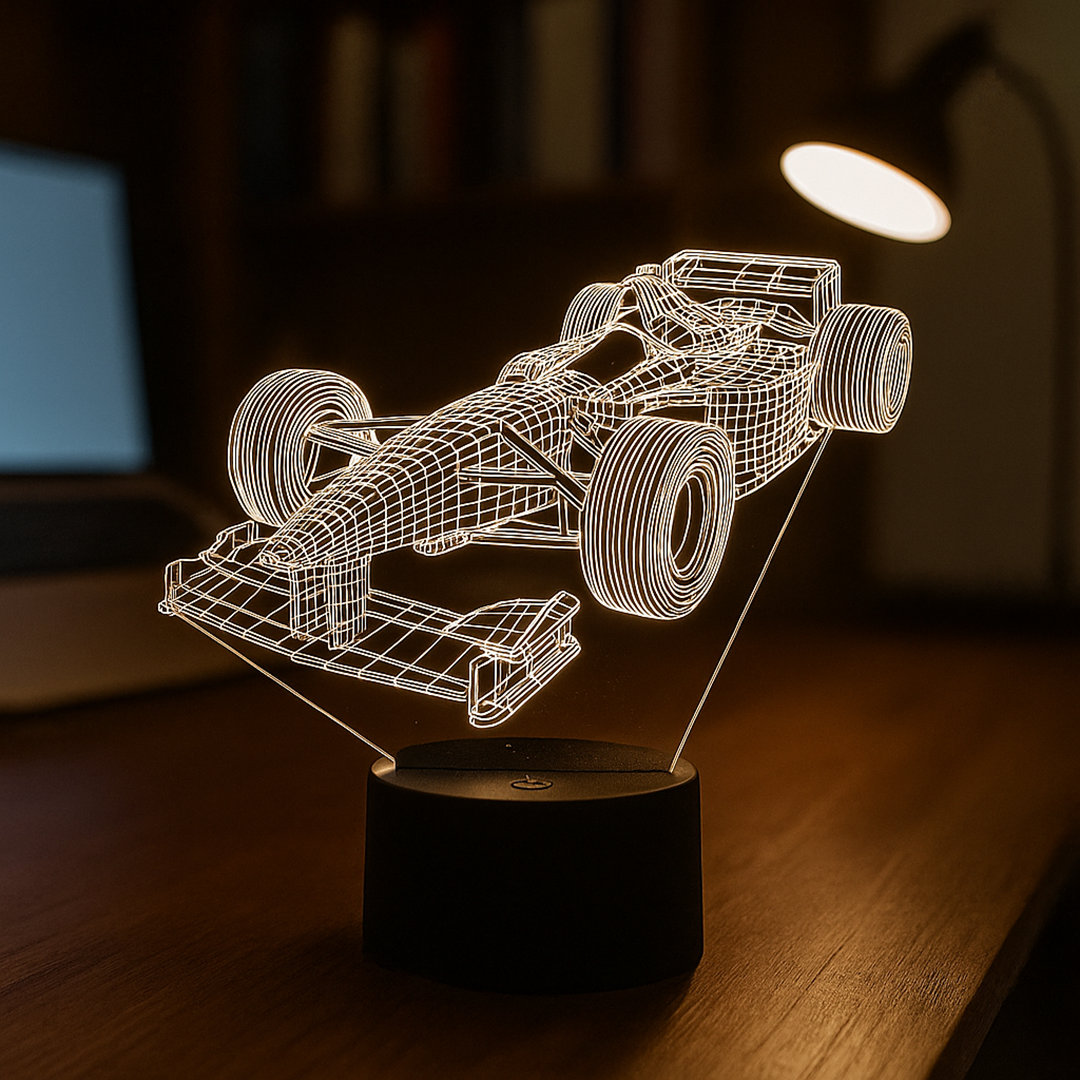 Lampa 3D Iluzja Formuła 1 | Wielokolorowa Nocna Lampa LED
