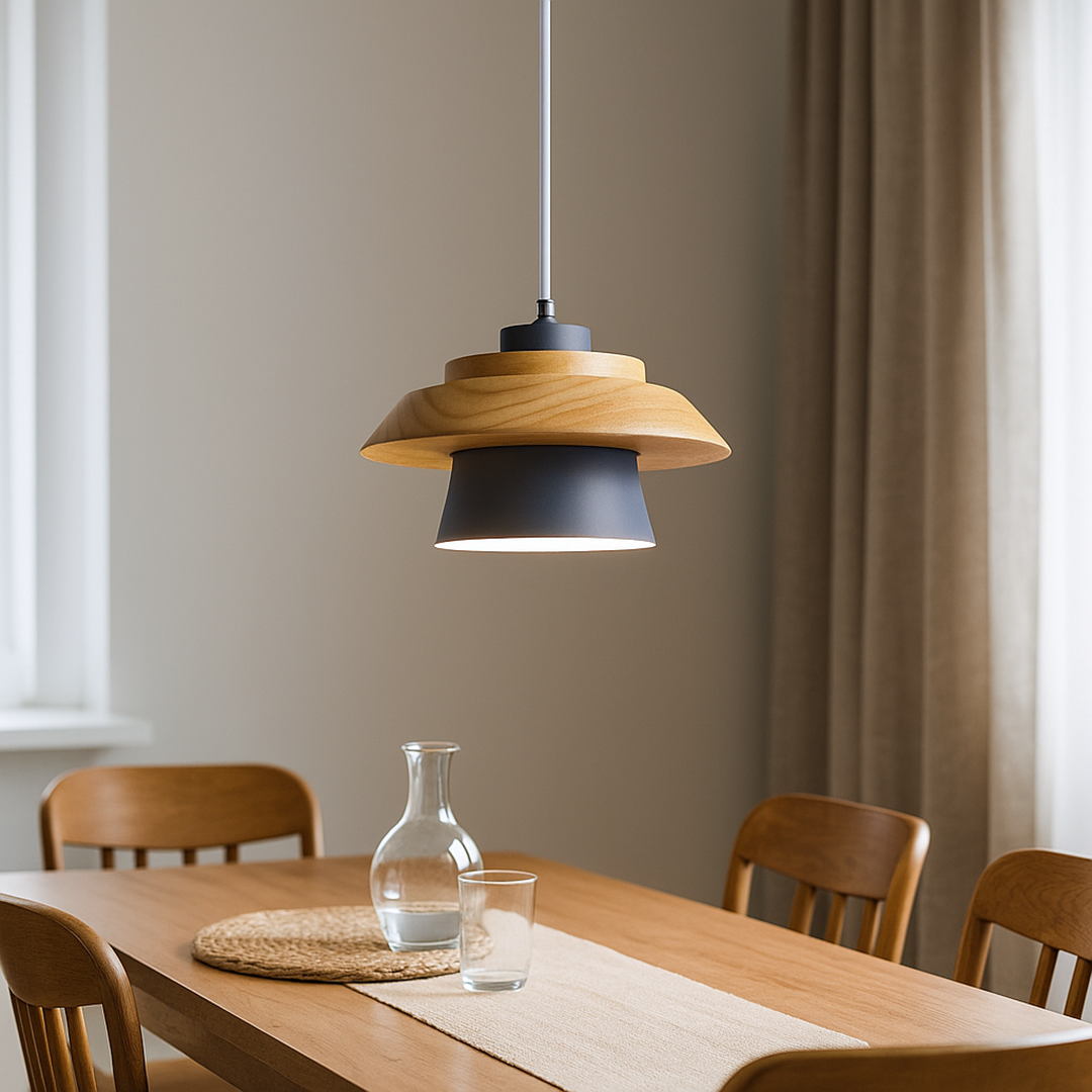 Skandynawska Minimalistyczna Lampa Wisząca | Drewniana