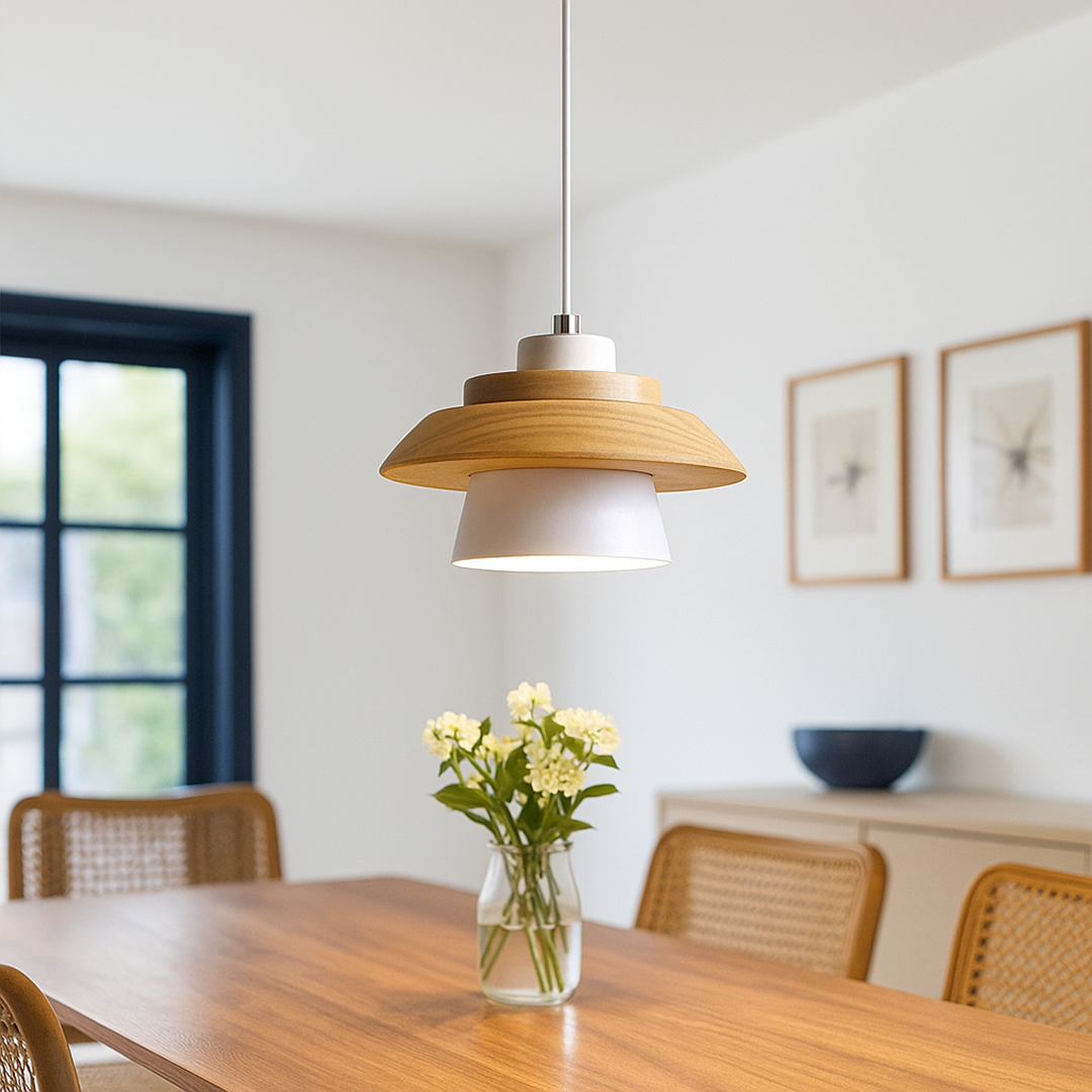 Skandynawska Minimalistyczna Lampa Wisząca | Drewniana