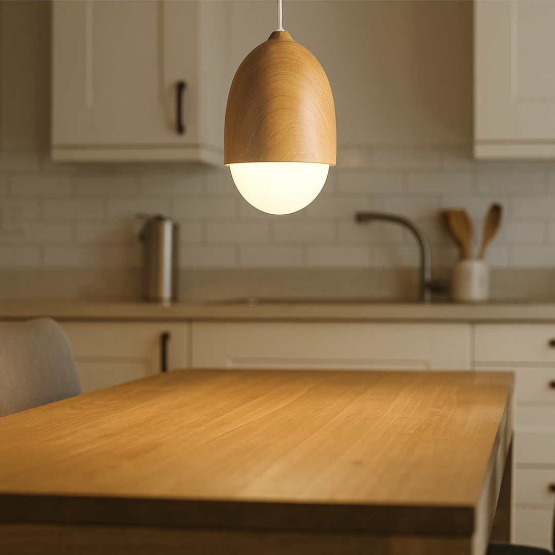 Szklana I Drewniana Lampa Wisząca | Naturalne Oświetlenie