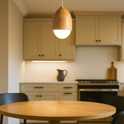 Szklana I Drewniana Lampa Wisząca | Naturalne Oświetlenie